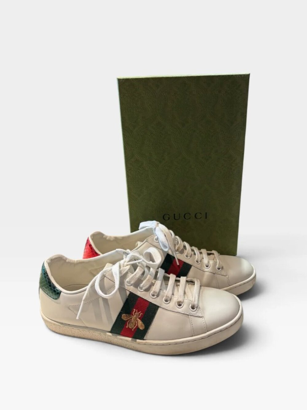 Gucci White/Red/Green Shoes, 38.5